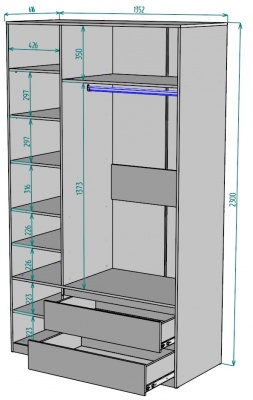 Шкаф Мальта 1350 мм Графит в Краснотурьинске - krasnoturinsk.mebel-e96.ru