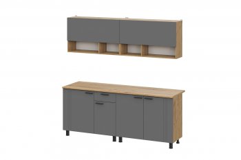 Кухонный гарнитур Монако 2000 мм графит (СВ) в Краснотурьинске - krasnoturinsk.mebel-e96.ru