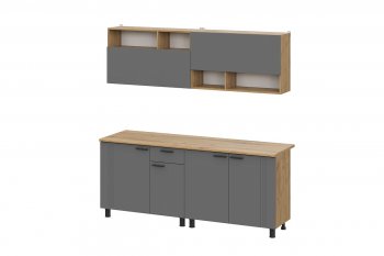 Кухонный гарнитур Монако 2000 мм графит (СВ) в Краснотурьинске - krasnoturinsk.mebel-e96.ru