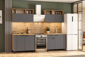 Кухонный гарнитур Монако 2000 мм графит (СВ) в Краснотурьинске - krasnoturinsk.mebel-e96.ru