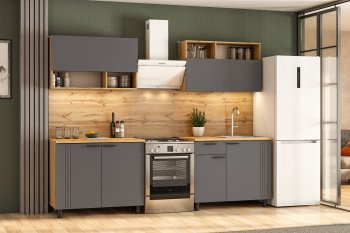 Кухонный гарнитур Монако 2000 мм графит (СВ) в Краснотурьинске - krasnoturinsk.mebel-e96.ru