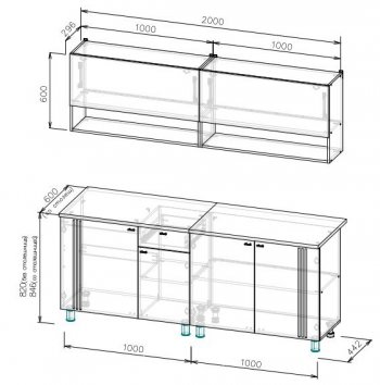 Кухонный гарнитур Монако 2000 мм СВ) в Краснотурьинске - krasnoturinsk.mebel-e96.ru