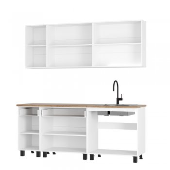 Кухонный гарнитур Монтана 2000 мм белый/графит (БТС) в Краснотурьинске - krasnoturinsk.mebel-e96.ru