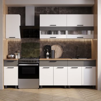 Кухонный гарнитур Монтана 2000 мм белый/графит (БТС) в Краснотурьинске - krasnoturinsk.mebel-e96.ru