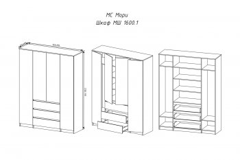 Шкаф распашной Мори 1600 мм графит (ДСВ) в Краснотурьинске - krasnoturinsk.mebel-e96.ru