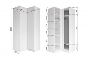 Угловой шкаф Мори белый (ДСВ) в Краснотурьинске - krasnoturinsk.mebel-e96.ru