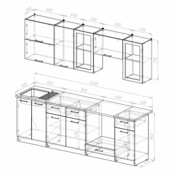 Кухонный гарнитур Ника базис 2400 мм (Герда) в Краснотурьинске - krasnoturinsk.mebel-e96.ru