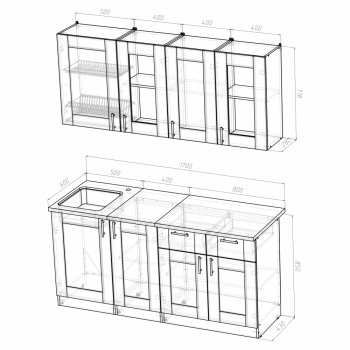 Кухонный гарнитур Ника демо 1700 мм (Герда) в Краснотурьинске - krasnoturinsk.mebel-e96.ru