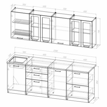 Кухонный гарнитур Ника компакт 2200 мм (Герда) в Краснотурьинске - krasnoturinsk.mebel-e96.ru