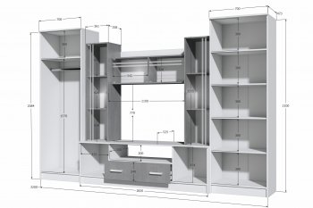 Стенка Николь-2 крафт серый/кашемир (Зарон) в Краснотурьинске - krasnoturinsk.mebel-e96.ru