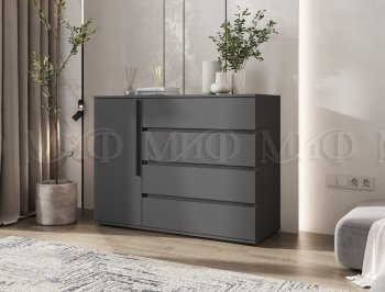 Комод 1 дверь 4 ящика (1200) Норд, графит (Миф) в Краснотурьинске - krasnoturinsk.mebel-e96.ru