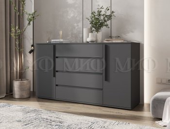 Комод 2 двери 4 ящика (1600) Норд, графит (Миф) в Краснотурьинске - krasnoturinsk.mebel-e96.ru