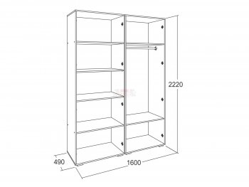 Шкаф 1600 мм Ольга-17 в Краснотурьинске - krasnoturinsk.mebel-e96.ru