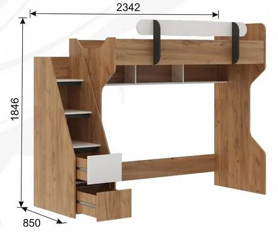 Кровать-чердак Омега-3 в Краснотурьинске - krasnoturinsk.mebel-e96.ru