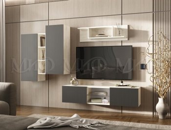 Стенка Оскар крафт белый/графит (Миф) в Краснотурьинске - krasnoturinsk.mebel-e96.ru