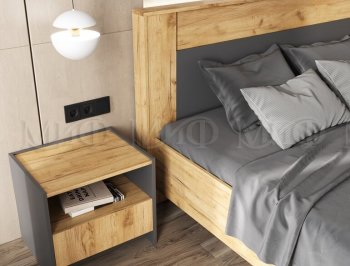 Кровать парящая Остин крафт/графит (Миф) в Краснотурьинске - krasnoturinsk.mebel-e96.ru