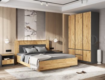Кровать парящая Остин крафт/графит (Миф) в Краснотурьинске - krasnoturinsk.mebel-e96.ru