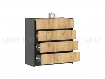 Комод 4ящ. Остин крафт/графит (Миф) в Краснотурьинске - krasnoturinsk.mebel-e96.ru