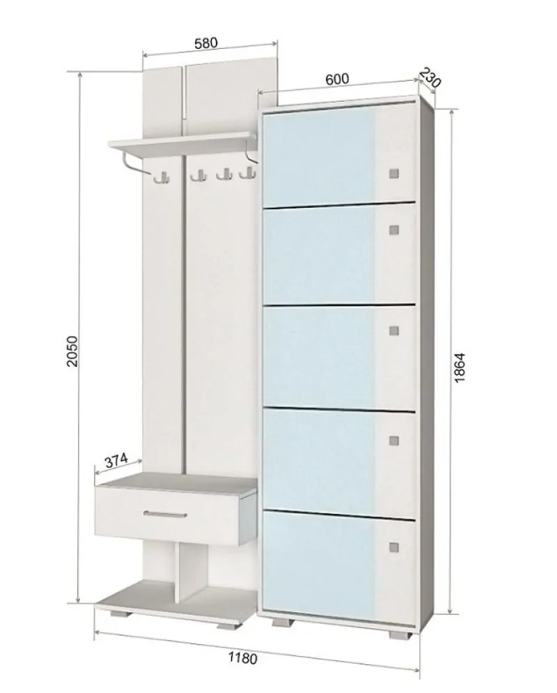 Прихожая Пайн 6 в Краснотурьинске - krasnoturinsk.mebel-e96.ru