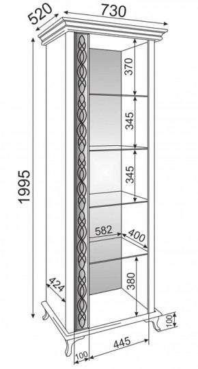 Пенал-витрина М01 Скарлетт (Риннер) в Краснотурьинске - krasnoturinsk.mebel-e96.ru