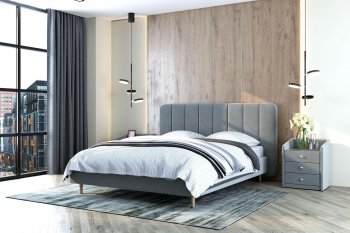 Кровать двуспальная Рино светло-серый (БМ) в Краснотурьинске - krasnoturinsk.mebel-e96.ru