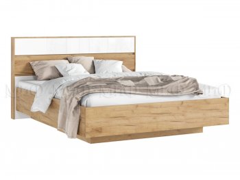 Кровать парящая Роджина с подсветкой, крафт/белый (Миф) в Краснотурьинске - krasnoturinsk.mebel-e96.ru