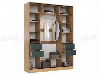 Шкаф-купе 1800 мм Роджина крафт/изумрудный (Миф) в Краснотурьинске - krasnoturinsk.mebel-e96.ru