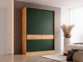 Шкаф-купе 1800 мм Роджина крафт/изумрудный (Миф) в Краснотурьинске - krasnoturinsk.mebel-e96.ru