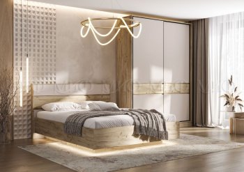 Спальный гарнитур Роджина крафт серый/кашемир, модульный (Миф) в Краснотурьинске - krasnoturinsk.mebel-e96.ru