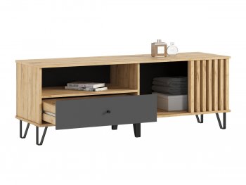 Тумба ТВ (1500) Роджина крафт/графит (Миф) в Краснотурьинске - krasnoturinsk.mebel-e96.ru