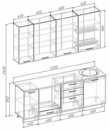 Кухонный гарнитур Руанда 2200 мм (Санвут) в Краснотурьинске - krasnoturinsk.mebel-e96.ru