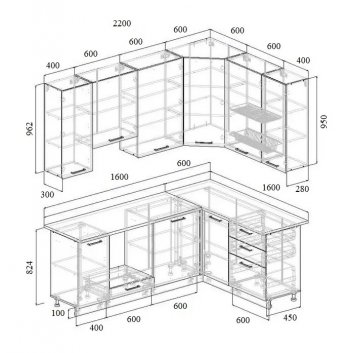 Угловой кухонный гарнитур Роза 2200*1600 мм Sanvut в Краснотурьинске - krasnoturinsk.mebel-e96.ru