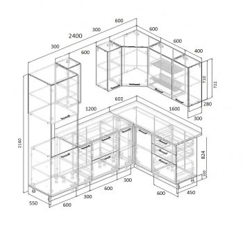 Угловой кухонный гарнитур Муссон 2400*1600 мм Sanvut в Краснотурьинске - krasnoturinsk.mebel-e96.ru