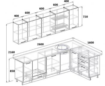 Угловой кухонный гарнитур Фьюжн 2600*1600 мм Sanvut в Краснотурьинске - krasnoturinsk.mebel-e96.ru