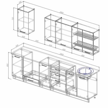 Кухонный гарнитур Латте 2800 мм в Краснотурьинске - krasnoturinsk.mebel-e96.ru