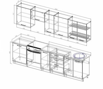 Кухонный гарнитур Руанда 3000 мм в Краснотурьинске - krasnoturinsk.mebel-e96.ru