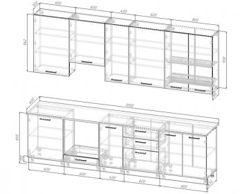 Кухонный гарнитур высокий Смоки 3000 мм МДФ в Краснотурьинске - krasnoturinsk.mebel-e96.ru