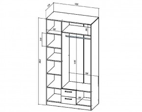 Шкаф 3-х створчатый Коста-Рика 1200 мм (Лин) в Краснотурьинске - krasnoturinsk.mebel-e96.ru