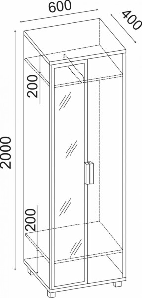 Шкаф 600 с зеркалом West (Риннер) в Краснотурьинске - krasnoturinsk.mebel-e96.ru