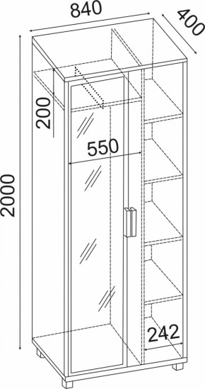 Шкаф 800 с зеркалом West (Риннер) в Краснотурьинске - krasnoturinsk.mebel-e96.ru