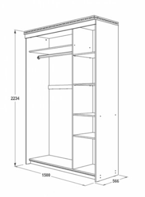 Шкаф-купе 1500 мм 3-х дверный Ольга-13 в Краснотурьинске - krasnoturinsk.mebel-e96.ru