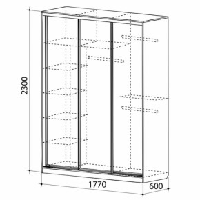 Шкаф-купе Бассо 1-600 (полки слева) в Краснотурьинске - krasnoturinsk.mebel-e96.ru