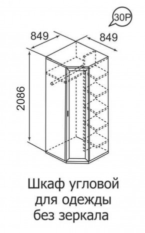 Шкаф угловой для одежды Ника-Люкс 30 без зеркал в Краснотурьинске - krasnoturinsk.mebel-e96.ru