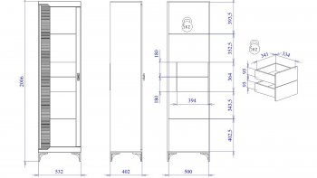 Пенал со стеклом узкий NEW Сиде Белый (СБК) в Краснотурьинске - krasnoturinsk.mebel-e96.ru