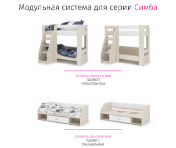 Набор детской мебели Симба дуб-белый глянец (СтендМ) в Краснотурьинске - krasnoturinsk.mebel-e96.ru