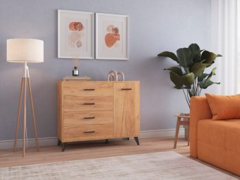 Комод-Тумба (1дв,4ящ) SVETLANA LOFT, дуб золотой (Генезис) в Краснотурьинске - krasnoturinsk.mebel-e96.ru