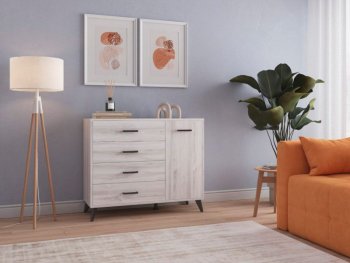 Комод-Тумба (1дв,4ящ) SVETLANA LOFT, сосна белая (Генезис) в Краснотурьинске - krasnoturinsk.mebel-e96.ru