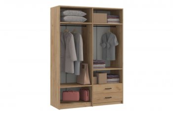 Шкаф 1500 мм  4-х ств. с зеркалом 2 ящ. SVETLANA LOFT, дуб золотой (Генезис) в Краснотурьинске - krasnoturinsk.mebel-e96.ru