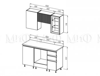 Кухонный гарнитур Техно-6 1500 мм (Миф) в Краснотурьинске - krasnoturinsk.mebel-e96.ru