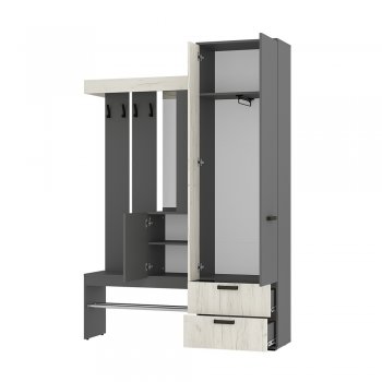 Прихожая Трамп графит/крафт белый (БТС) в Краснотурьинске - krasnoturinsk.mebel-e96.ru